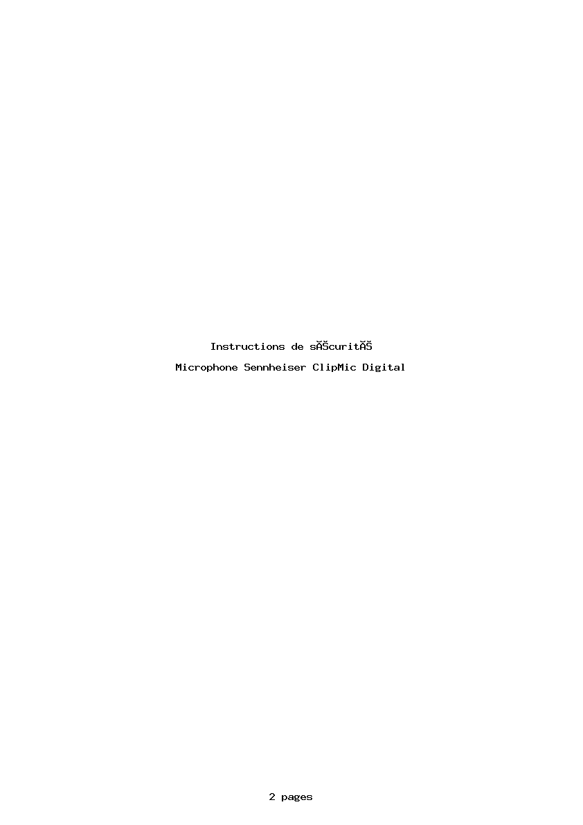 Page 1 de la notice Instructions de sécurité Sennheiser ClipMic Digital