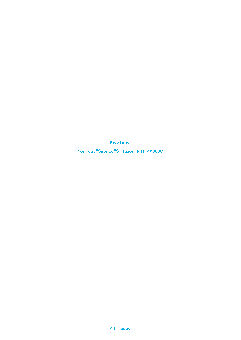 Page 1 de la notice Brochure Hager WHTP40603C