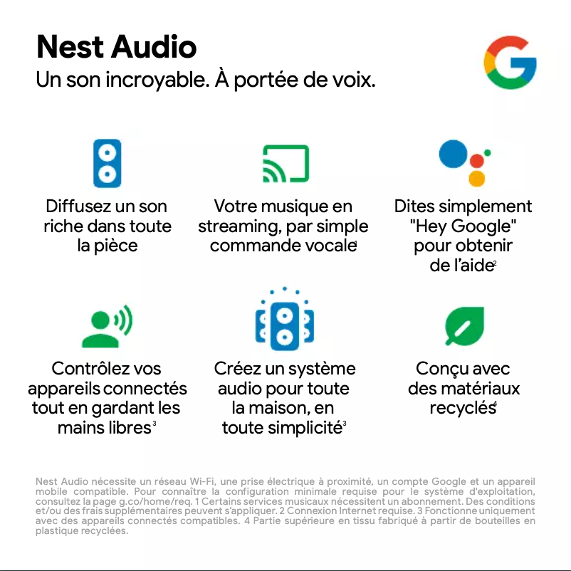 Page 1 de la notice Manuel utilisateur Google Nest Audio
