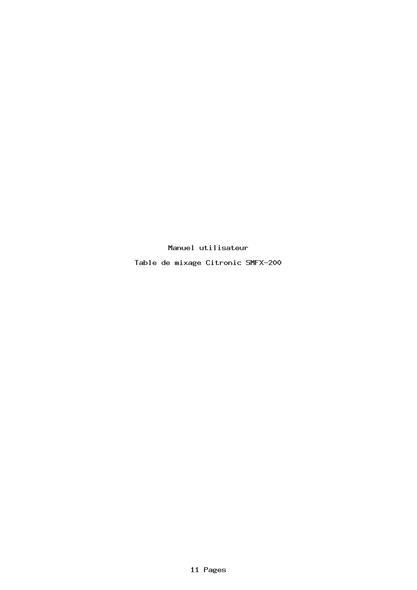 Page 1 de la notice Manuel utilisateur Citronic SMFX-200