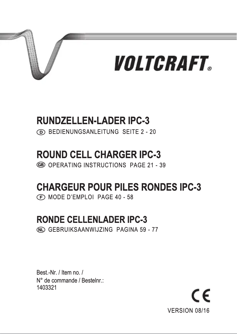 Page 1 de la notice Manuel utilisateur Voltcraft IPC-3