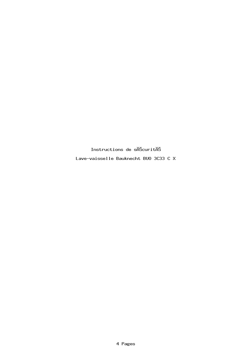 Page 1 de la notice Instructions de sécurité Bauknecht BUO 3C33 C X