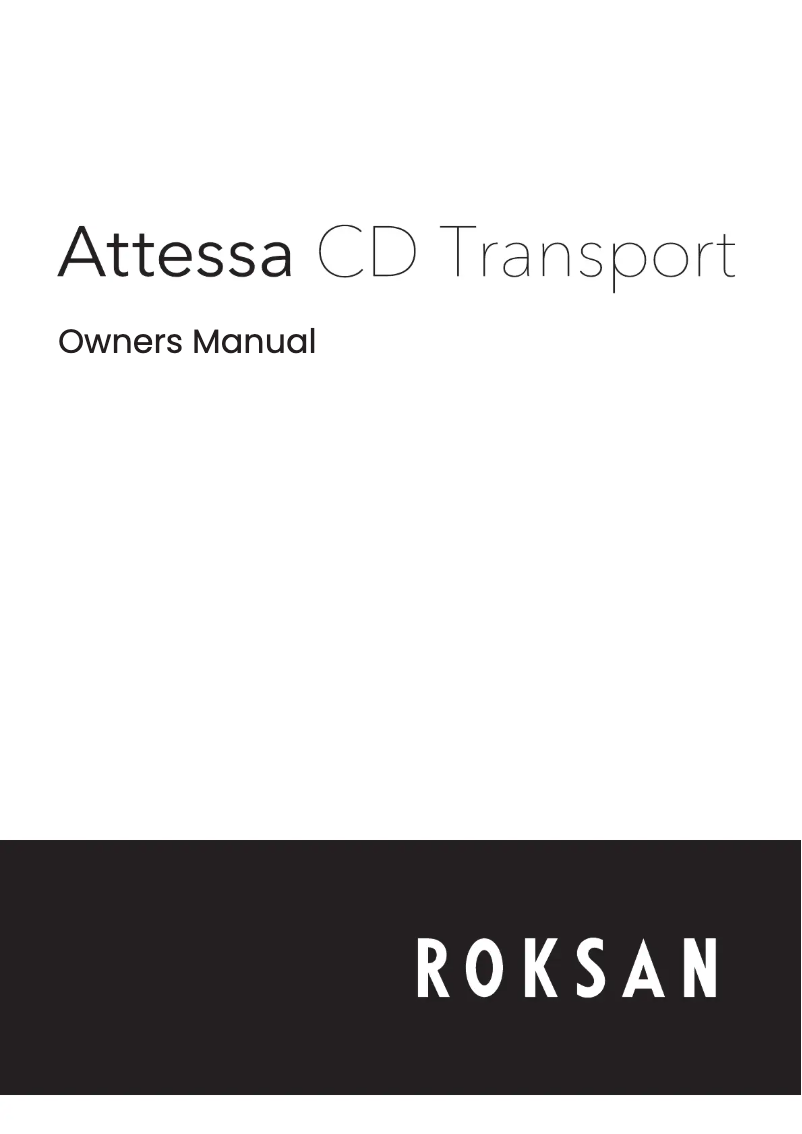 Page 1 of the manual User Manual Roksan Attessa CD Transport