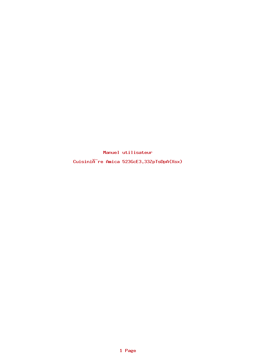 Page 1 de la notice Manuel utilisateur Amica 523GcE3.33ZpTsDpA(Xsx)