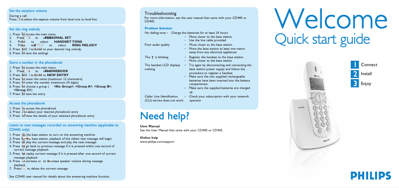 Página 1 del manual Guía de inicio rápido Philips CD4451B