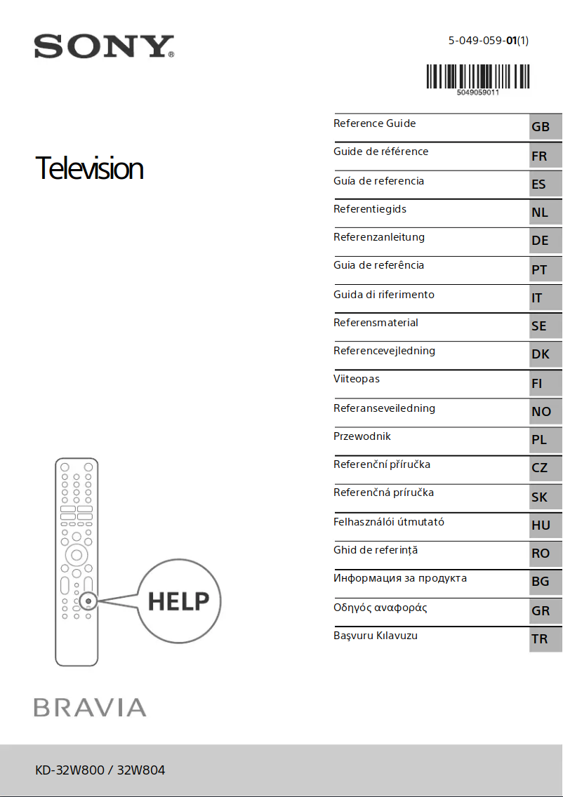 Page 1 de la notice Manuel utilisateur Sony KD-32W800