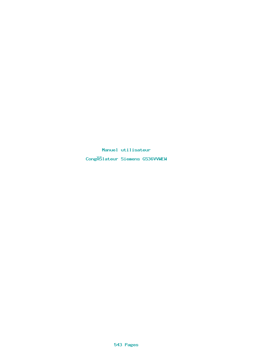 Page 1 de la notice Manuel utilisateur Siemens GS36VVWEW