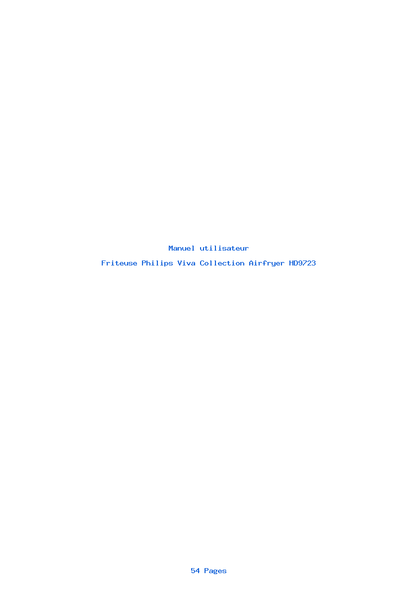 Page 1 de la notice Manuel utilisateur Philips Viva Collection Airfryer HD9723