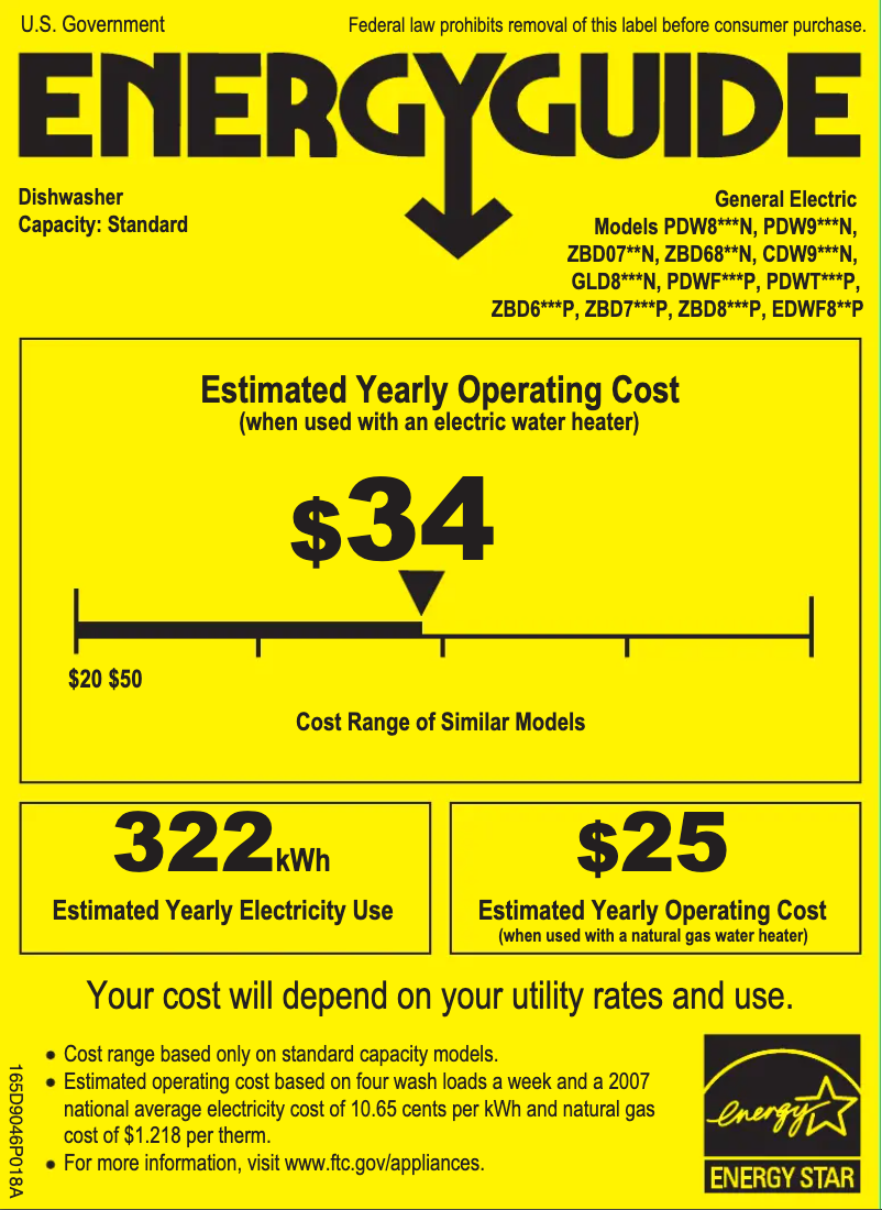 Page 1 of the manual Energy Label GE ZBD6800NBB
