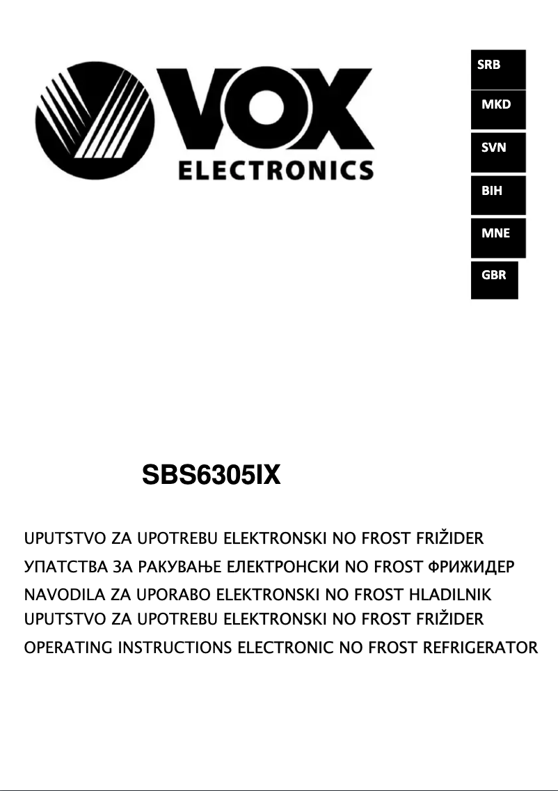 Página 1 del manual Manual de usuario VOX SBS6305IX