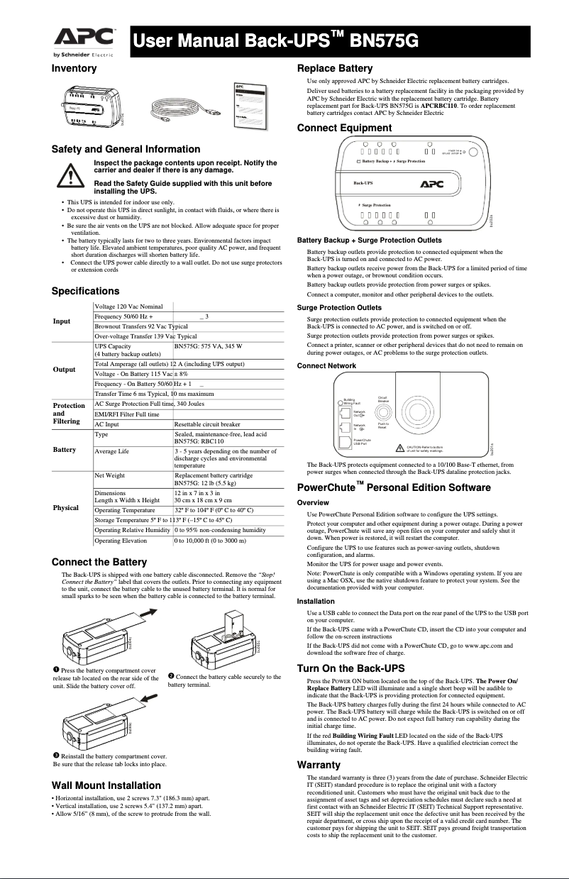 Página 1 del manual Manual de usuario APC Back-UPS BN575G