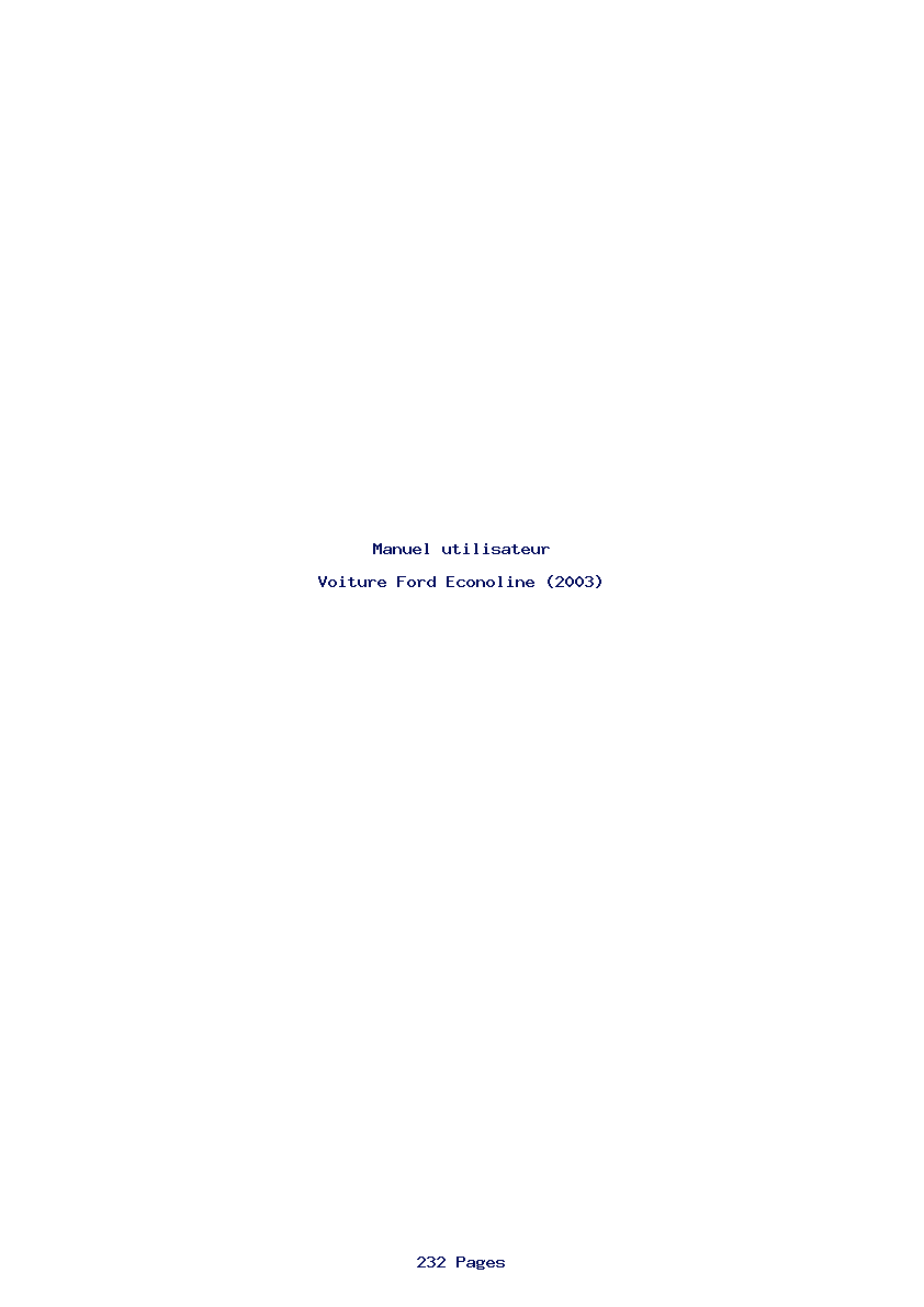 Page 1 de la notice Manuel utilisateur Ford Econoline (2003)