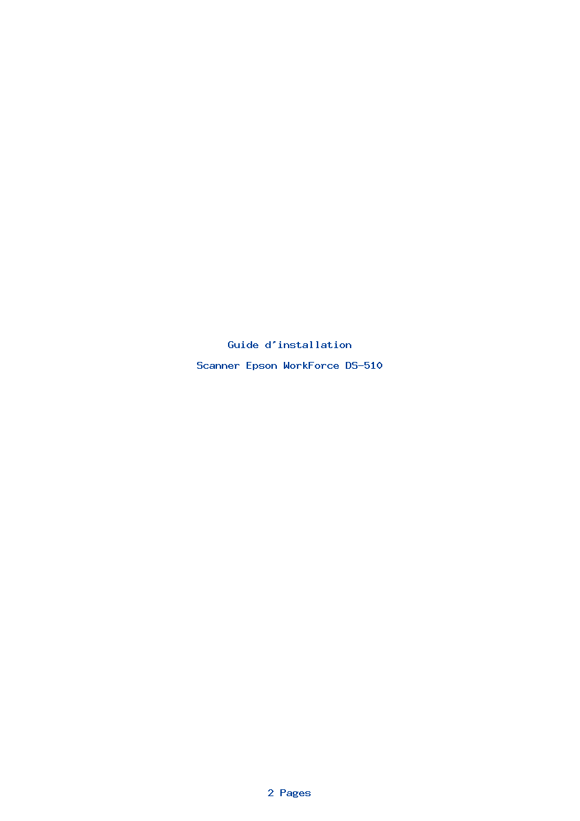 Page 1 de la notice Guide d'installation Epson WorkForce DS-510