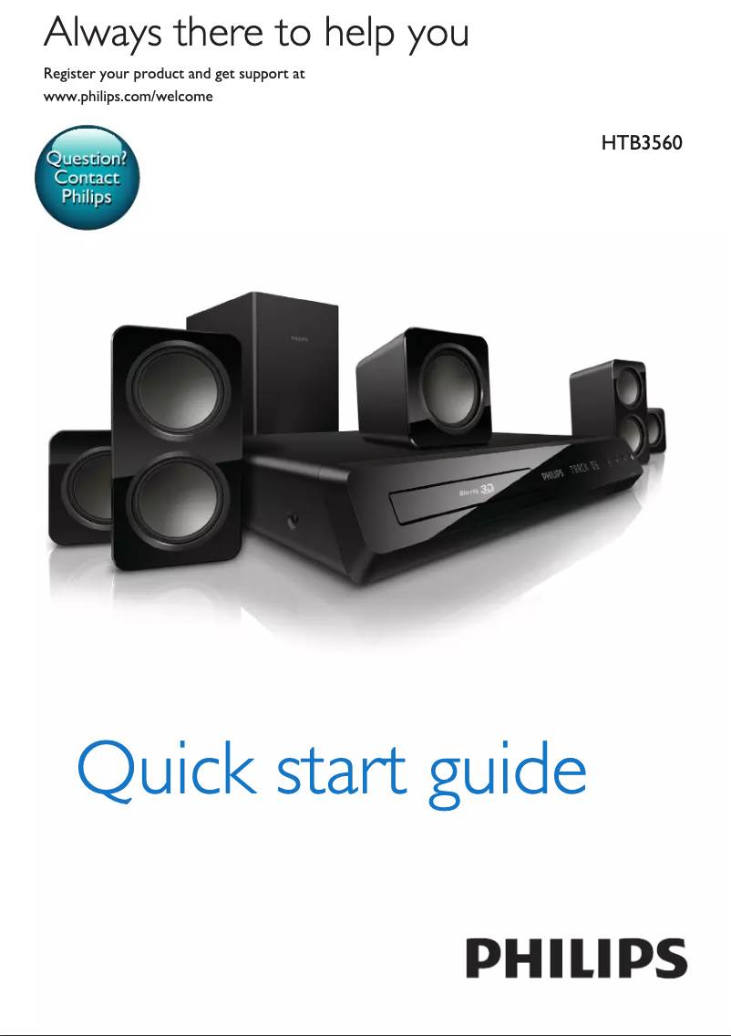 Page n°1 - Guide de démarrage rapide Philips HTB3560