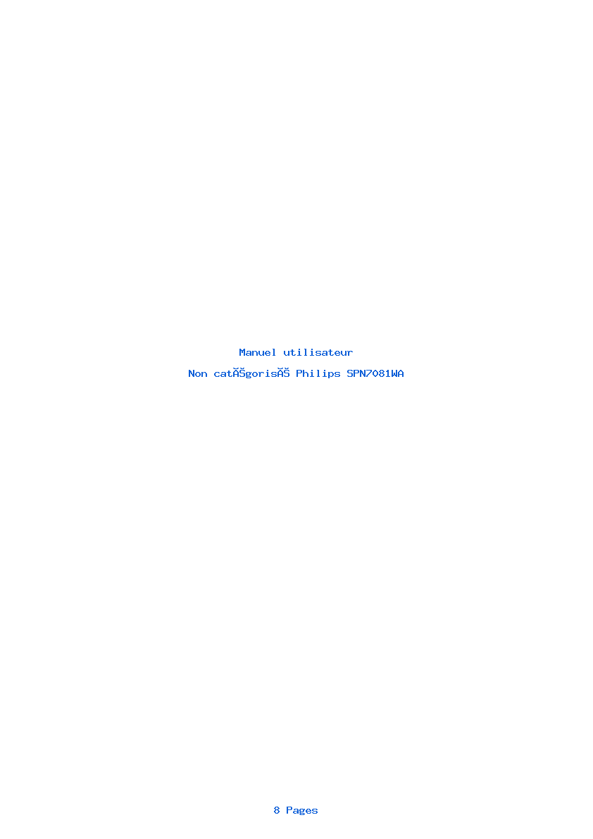 Page 1 de la notice Manuel utilisateur Philips SPN7081WA