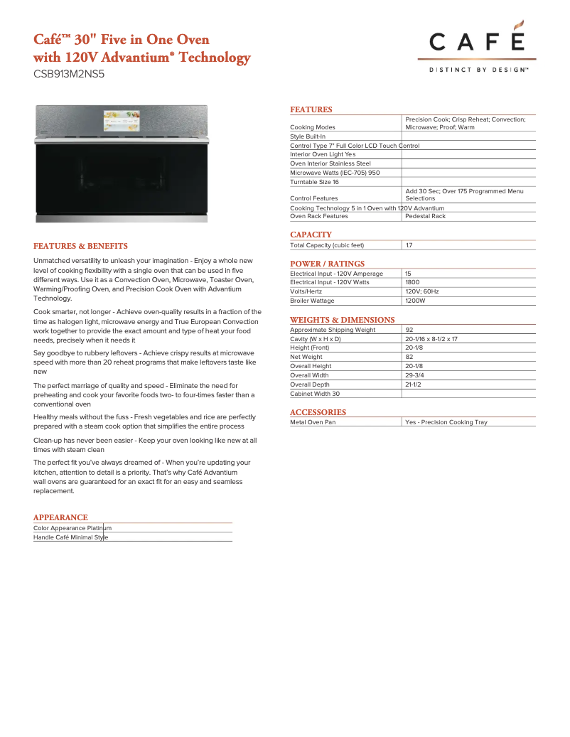 Página 1 del manual Ficha técnica GE CSB913M2NS5