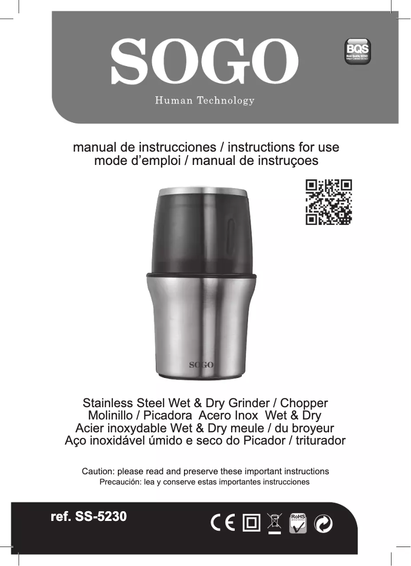 Page 1 de la notice Manuel utilisateur Sogo SS-5230