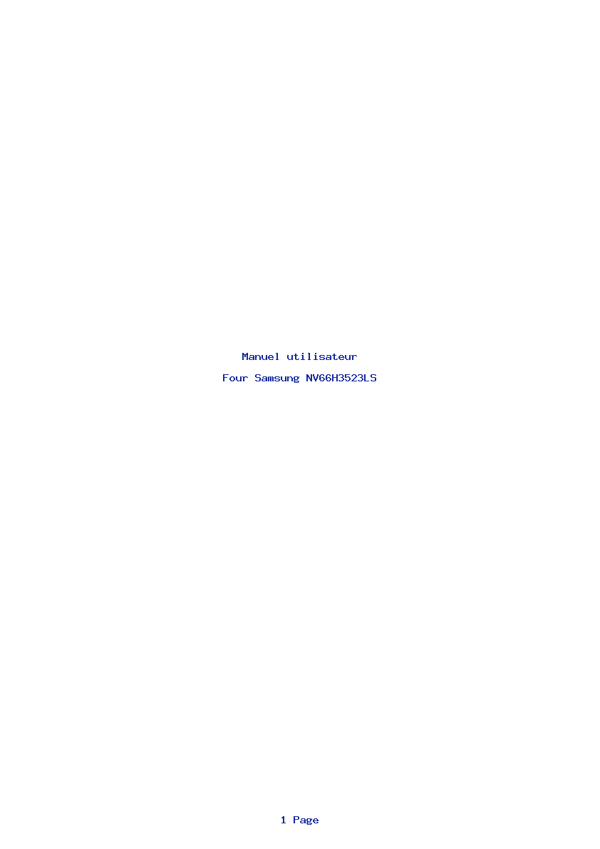 Page 1 de la notice Manuel utilisateur Samsung NV66H3523LS