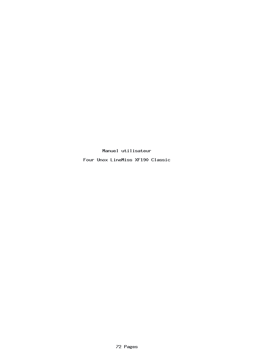Page 1 de la notice Manuel utilisateur Unox LineMiss XF190 Classic