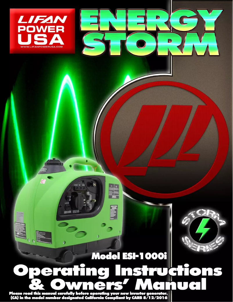 Page 1 de la notice Manuel utilisateur Lifan Energy Storm 1000i
