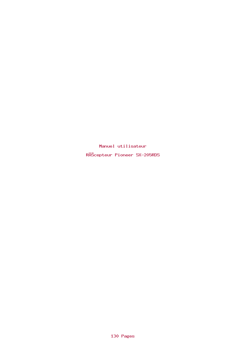 Page 1 de la notice Manuel utilisateur Pioneer SX-205RDS