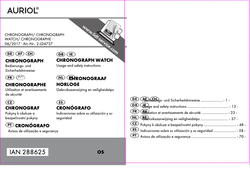 Page 1 de la notice Manuel utilisateur Auriol IAN 288625