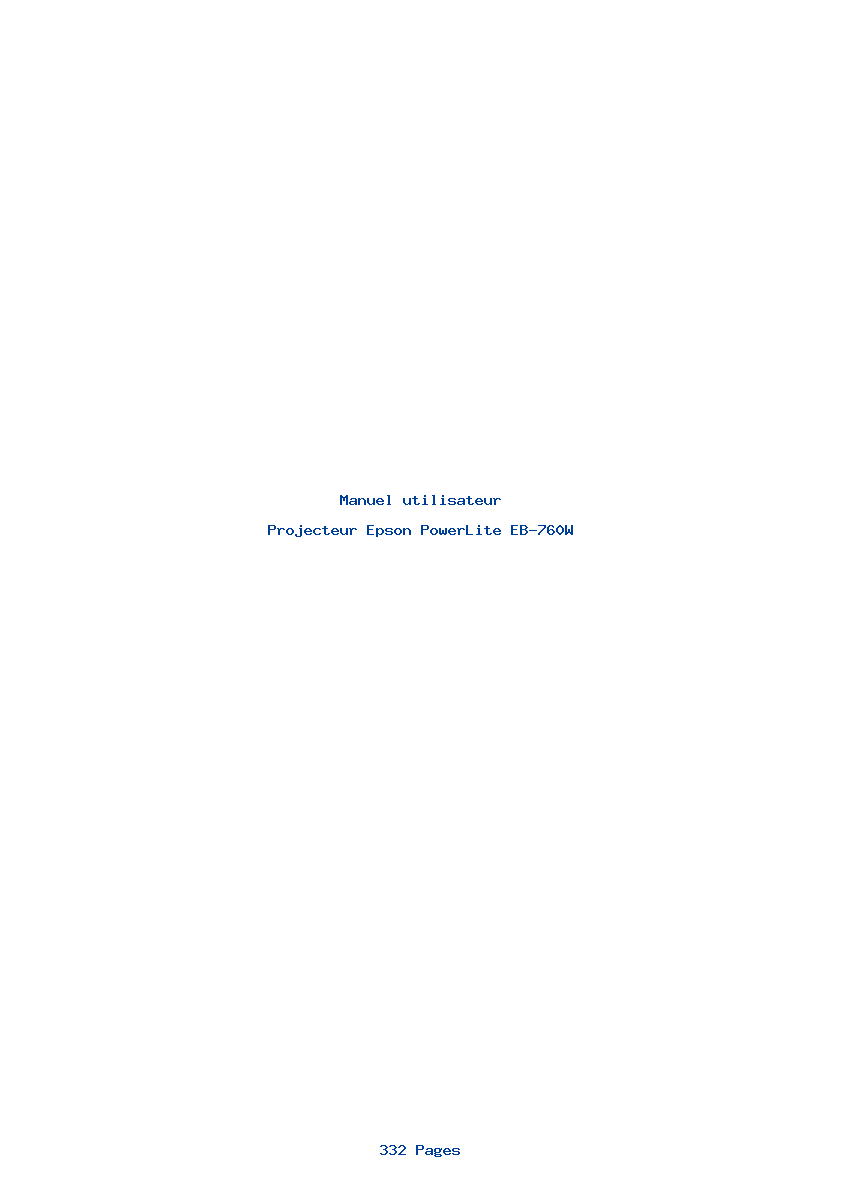Page 1 de la notice Manuel utilisateur Epson PowerLite EB-760W