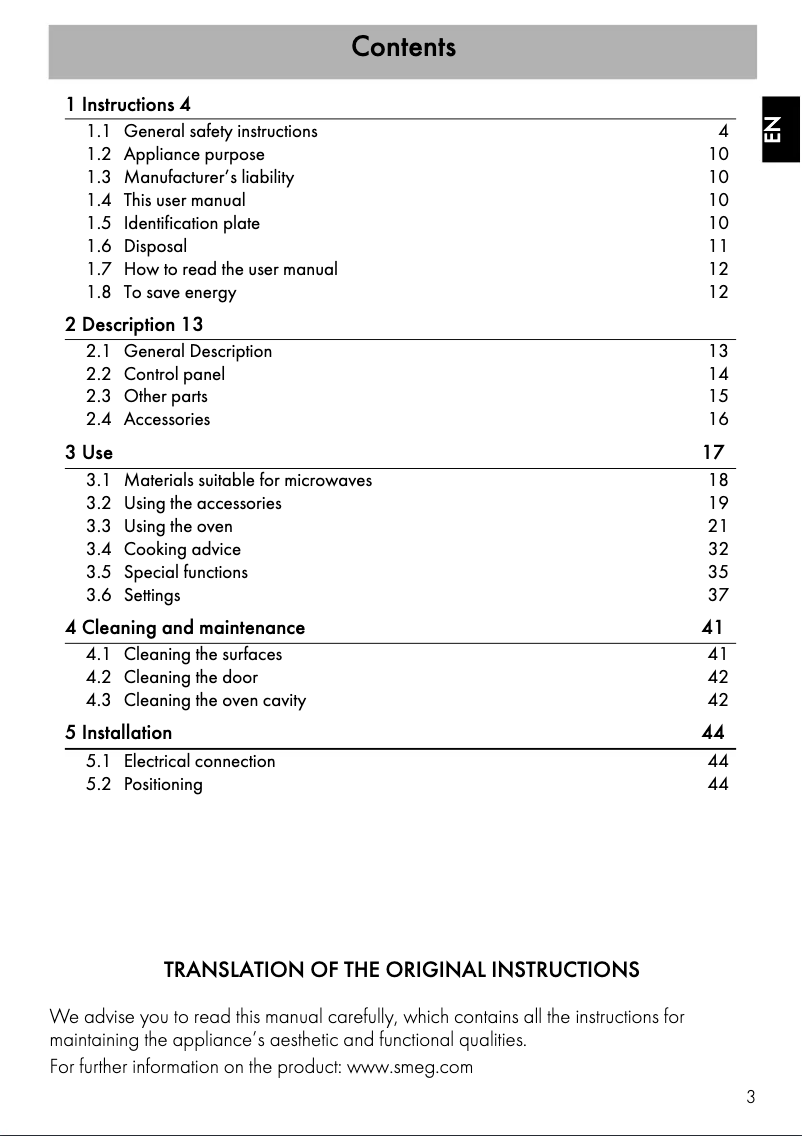 Page 1 de la notice Manuel utilisateur Smeg SFA4301MCN