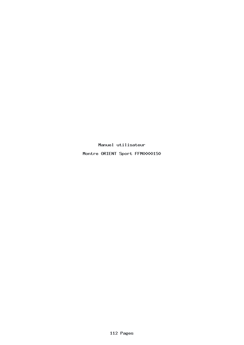 Page 1 de la notice Manuel utilisateur ORIENT Sport FFM00001S0