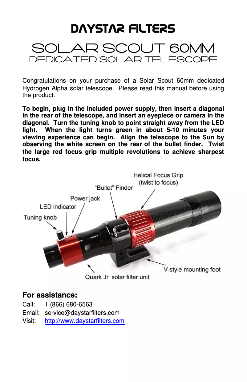 Página 1 del manual Manual de usuario DayStar Filters Scout