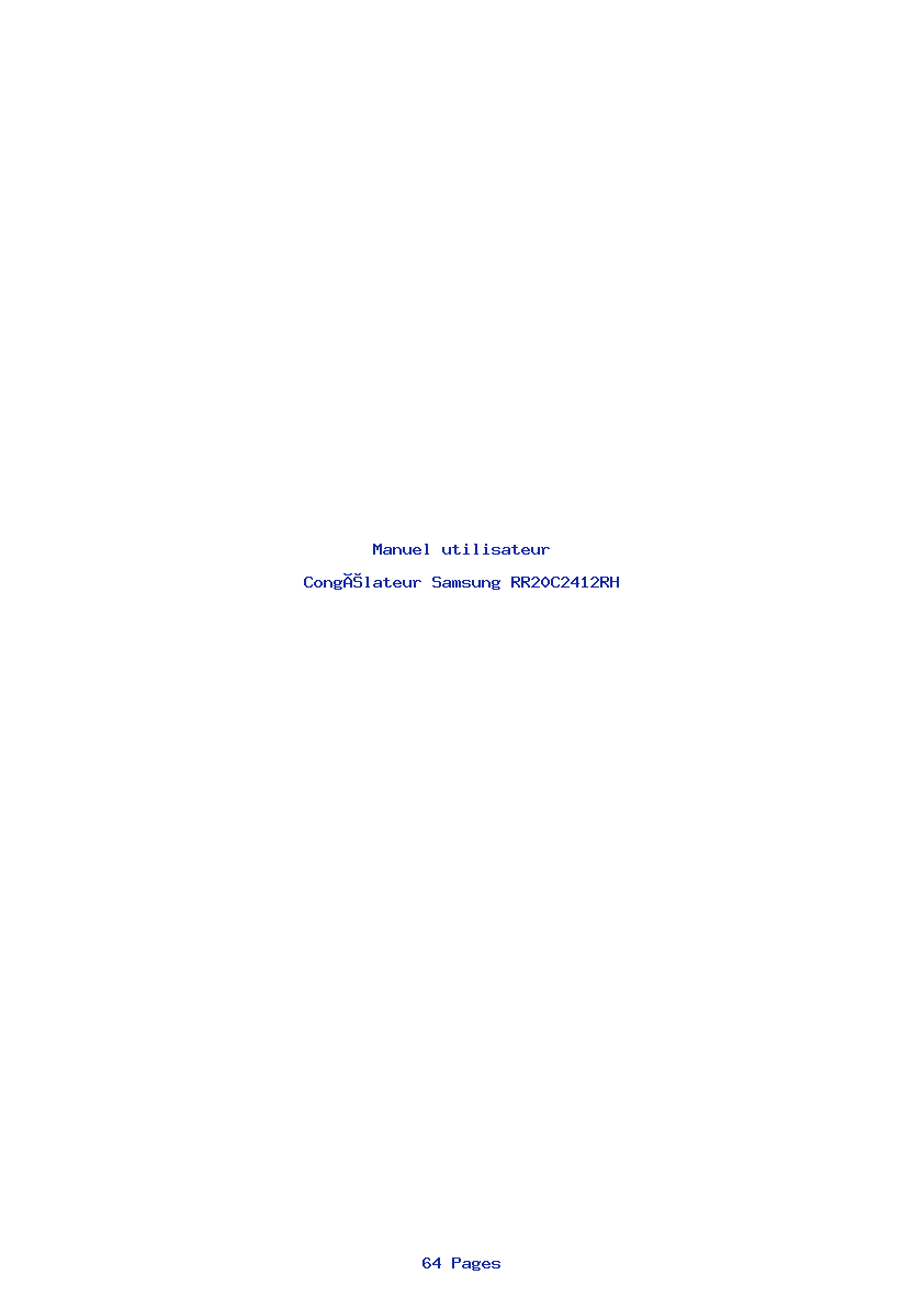 Page 1 de la notice Manuel utilisateur Samsung RR20C2412RH