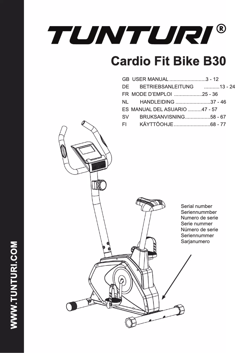Página 1 del manual Manual de usuario Tunturi Cardio Fit B30