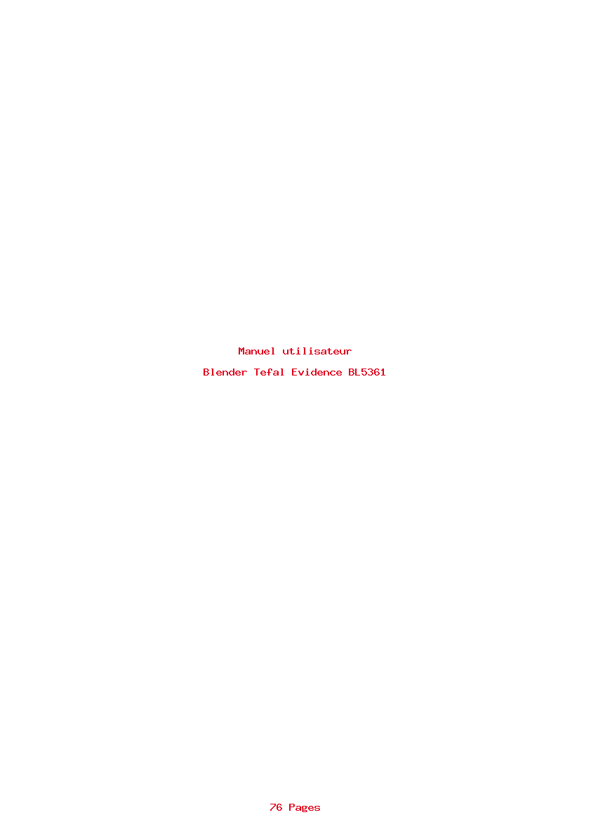 Page 1 de la notice Manuel utilisateur Tefal Evidence BL5361