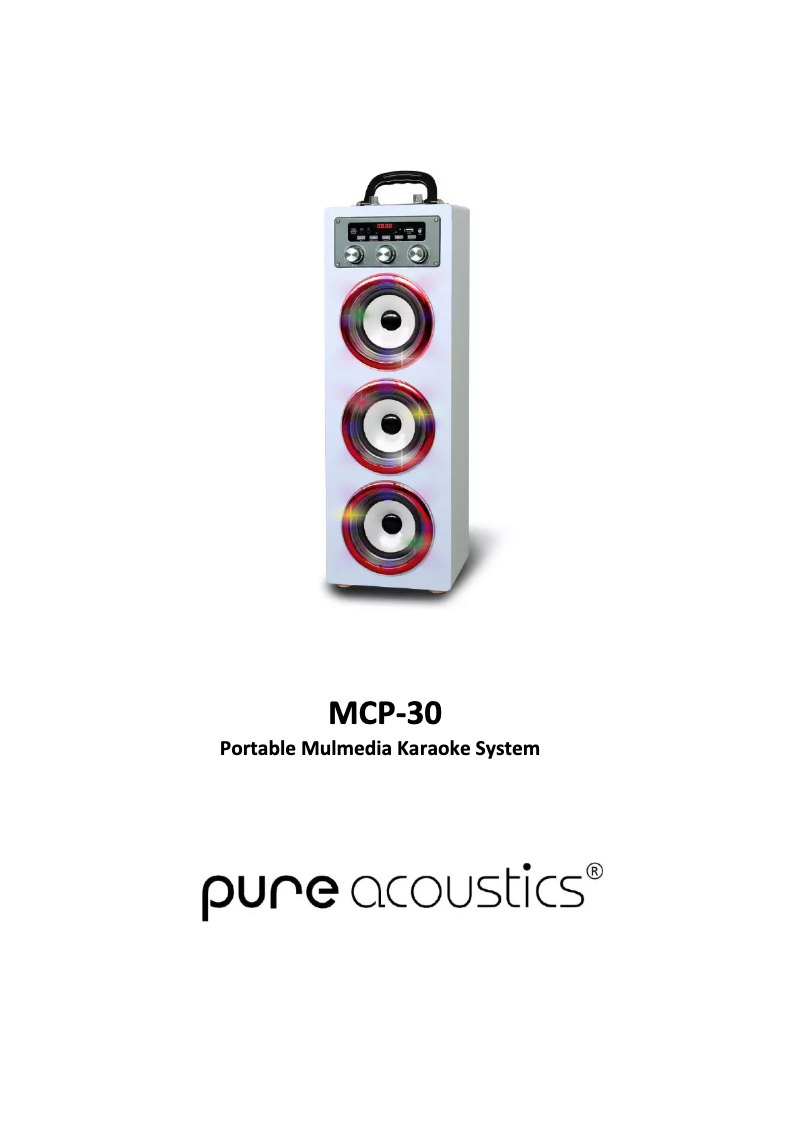 Page 1 de la notice Manuel utilisateur Pure Acoustics MCP-30