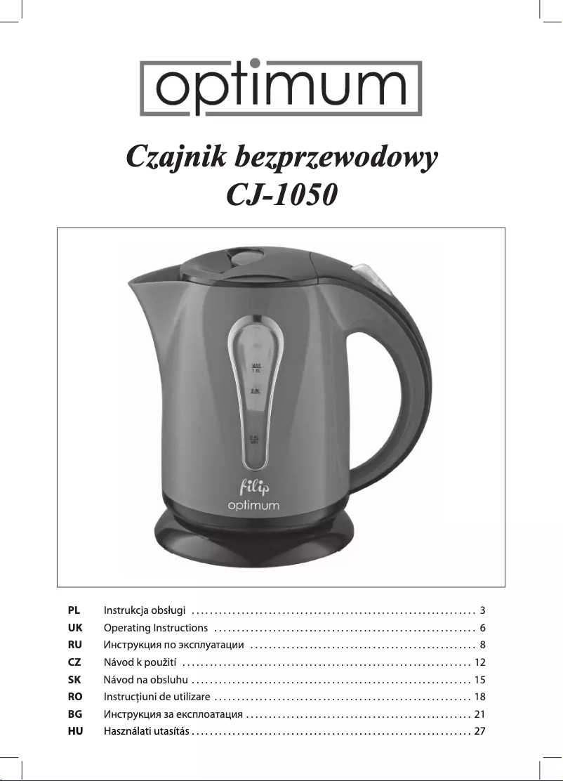 Página 1 del manual Manual de usuario Optimum CJ-1050