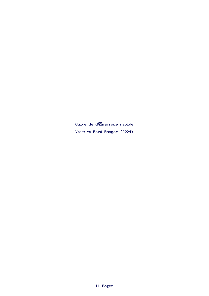 Page 1 de la notice Guide de démarrage rapide Ford Ranger (2024)