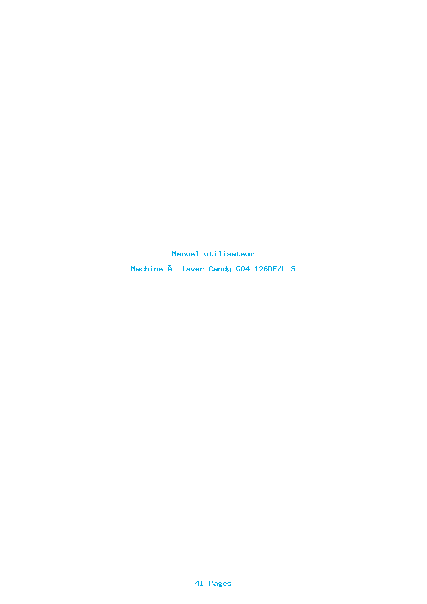 Page 1 de la notice Manuel utilisateur Candy GO4 126DF/L-S