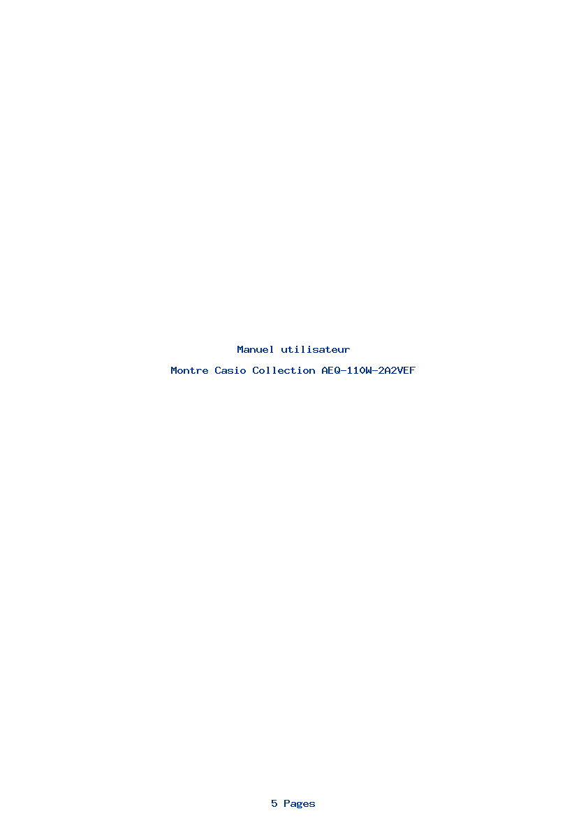 Page 1 de la notice Manuel utilisateur Casio Collection AEQ-110W-2A2VEF