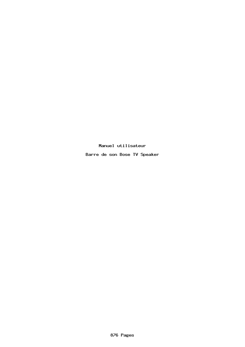Page 1 de la notice Manuel utilisateur Bose TV Speaker