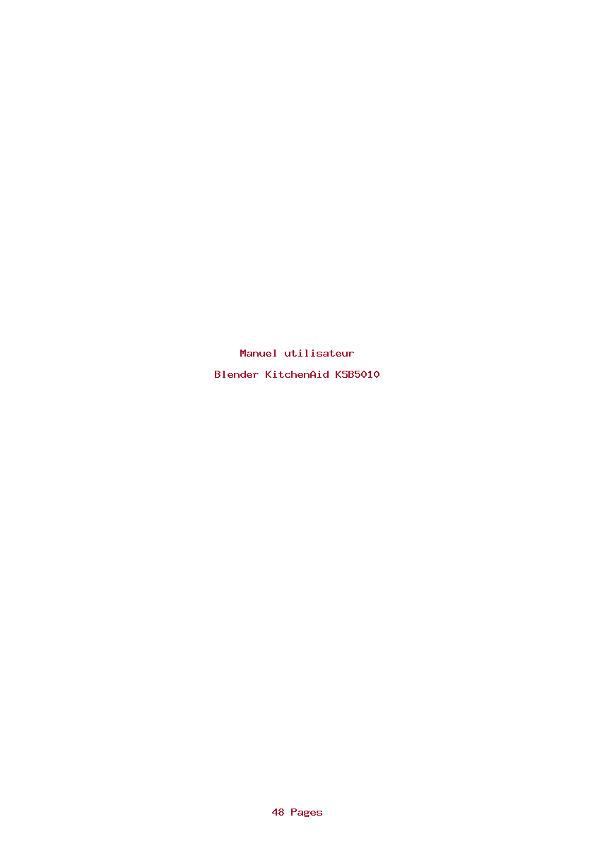 Page 1 de la notice Manuel utilisateur KitchenAid KSB5010