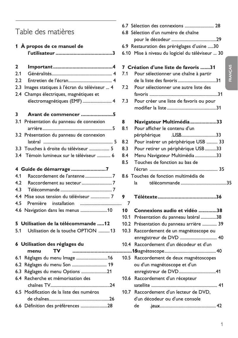 Page n°1 - Manuel utilisateur Philips 32PFL7332