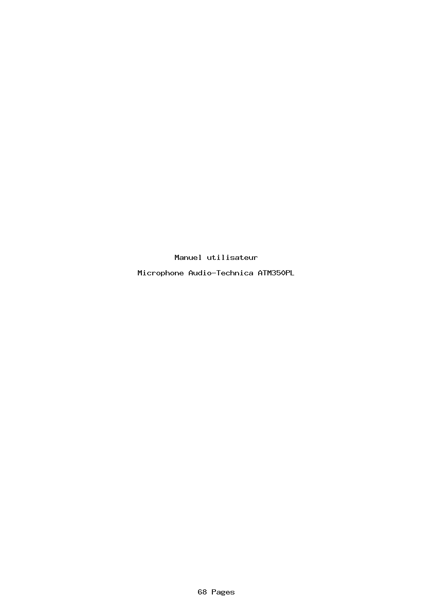 Page 1 de la notice Manuel utilisateur Audio-Technica ATM350PL