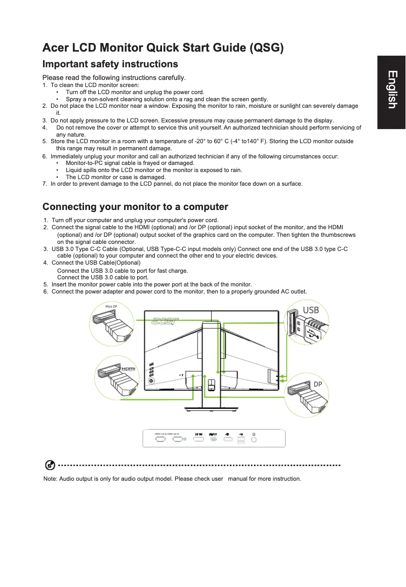 Page 1 de la notice Guide de démarrage rapide Acer BM270