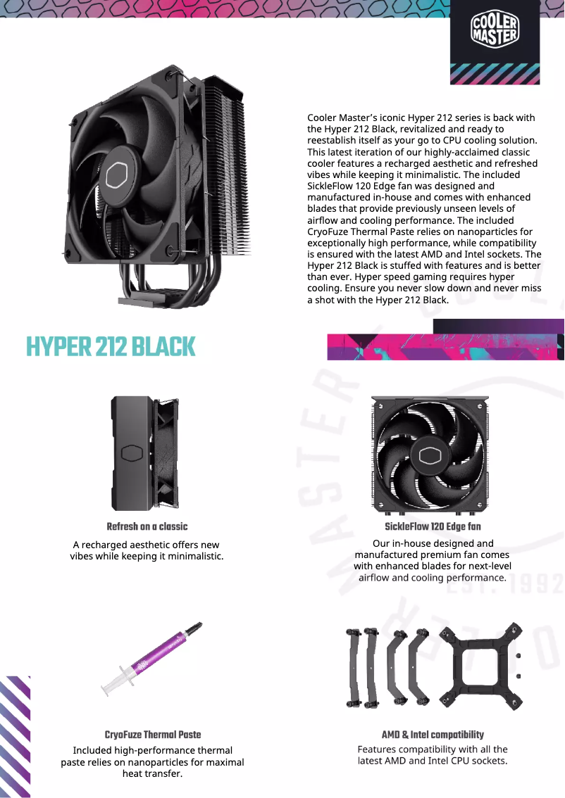 Page 1 de la notice Fiche technique Cooler Master Hyper 212 Black