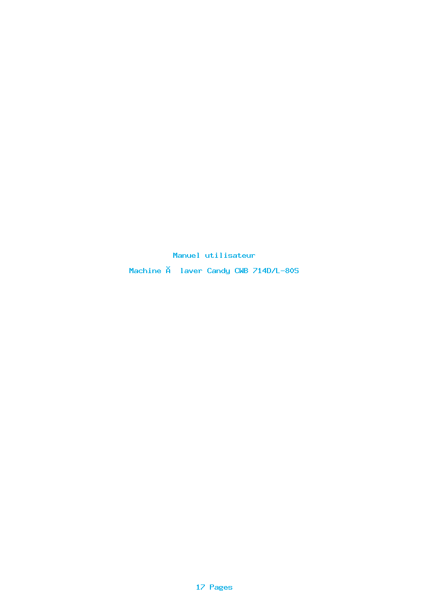 Page 1 de la notice Manuel utilisateur Candy CWB 714D/L-80S