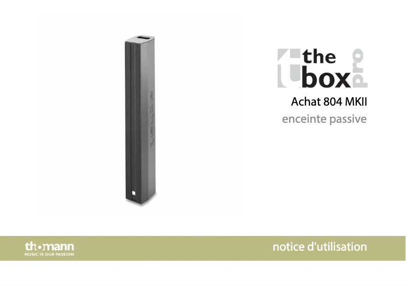 Page 1 de la notice Manuel utilisateur The Box Pro Achat 804 MKII