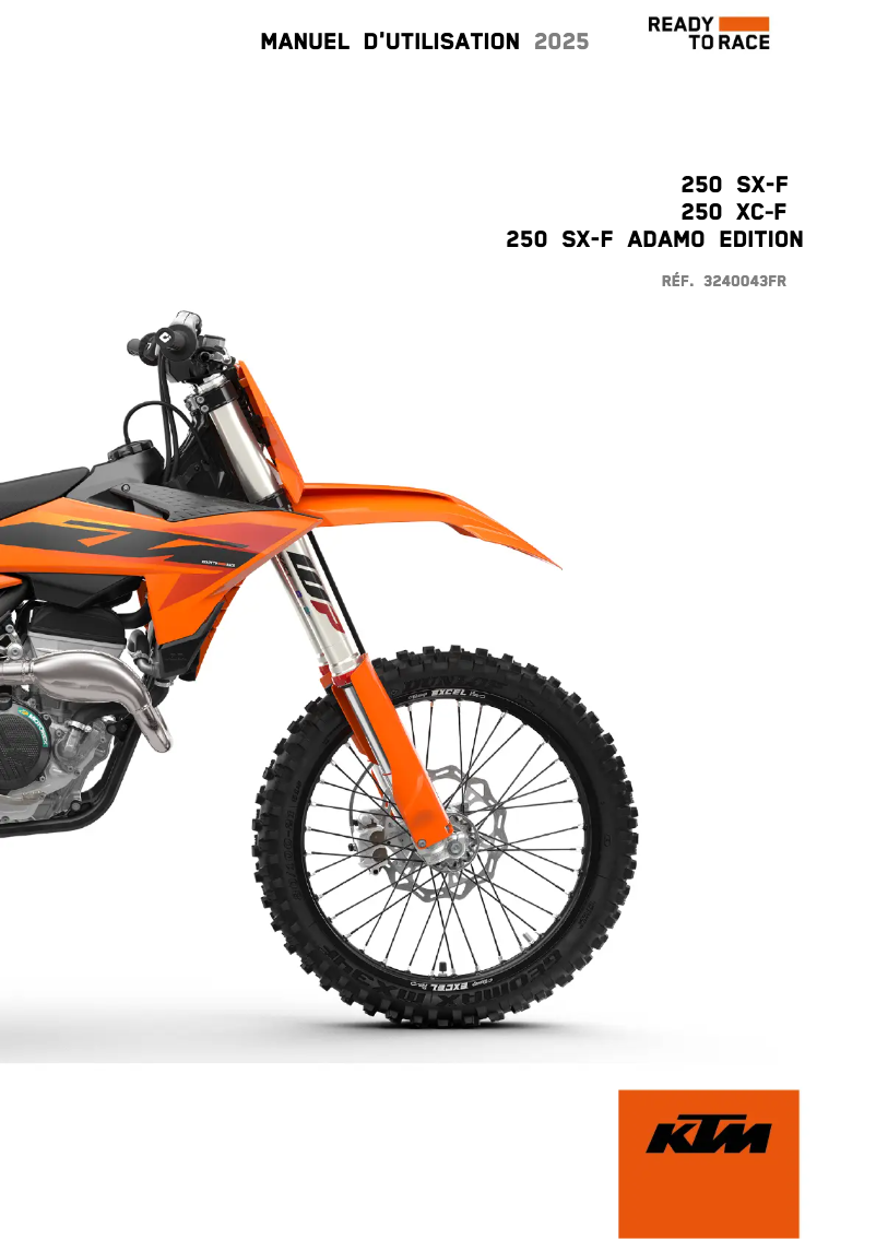 Page 1 of the manual User Manual KTM 250 SX-F Adamo Edition (2025)