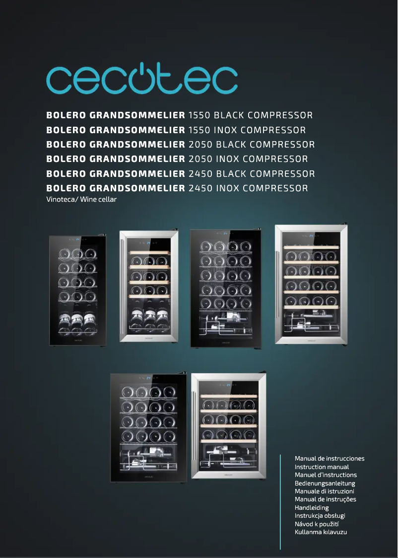 Page 1 de la notice Manuel utilisateur Cecotec Bolero GrandSommelier 2050 Black Compressor