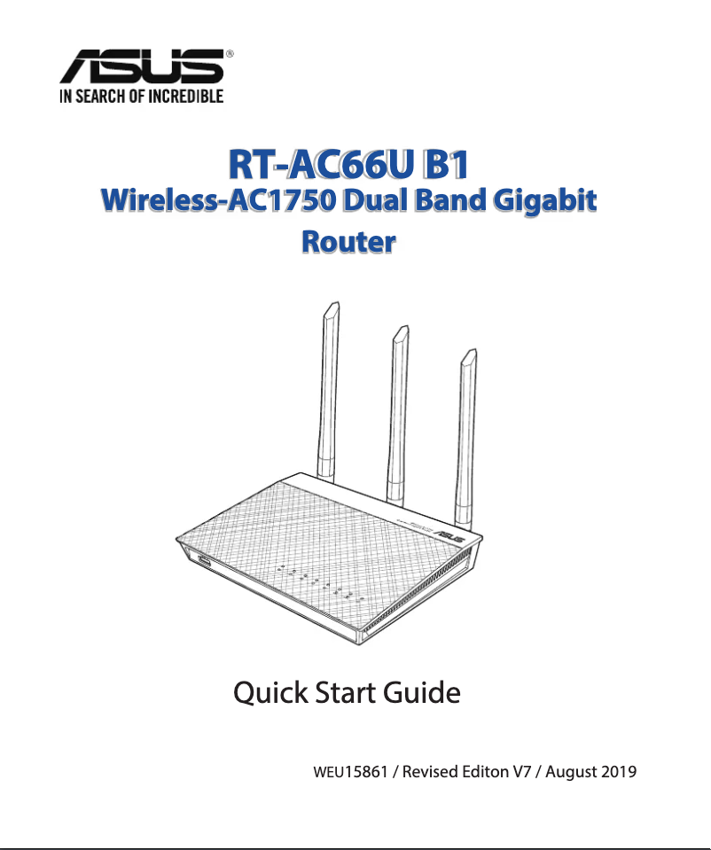 Page 1 de la notice Guide de démarrage rapide Asus RT-AC66U B1