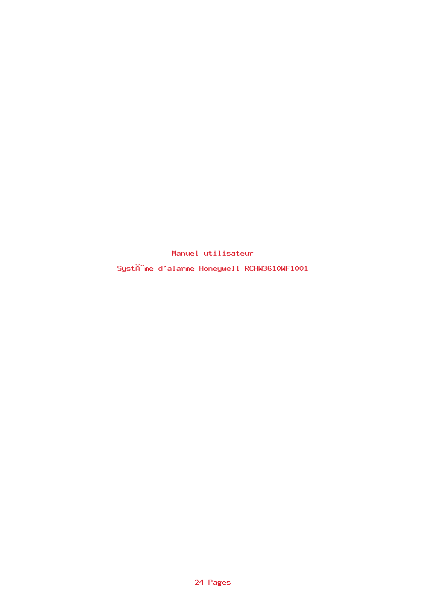 Page 1 de la notice Manuel utilisateur Honeywell RCHW3610WF1001